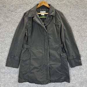 Columbia Rain Coat Womens XL Black Omni-Shield Trench Jacket Shell Pockets